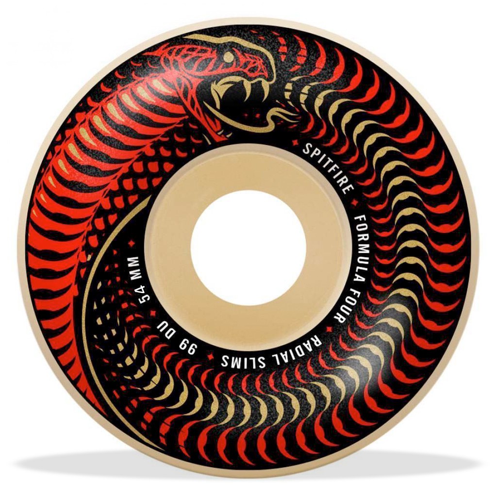 Roda Spitfire Wheels Radial Slim Formula Four 54MM - 99DU - Branco / Preto / Vermelho