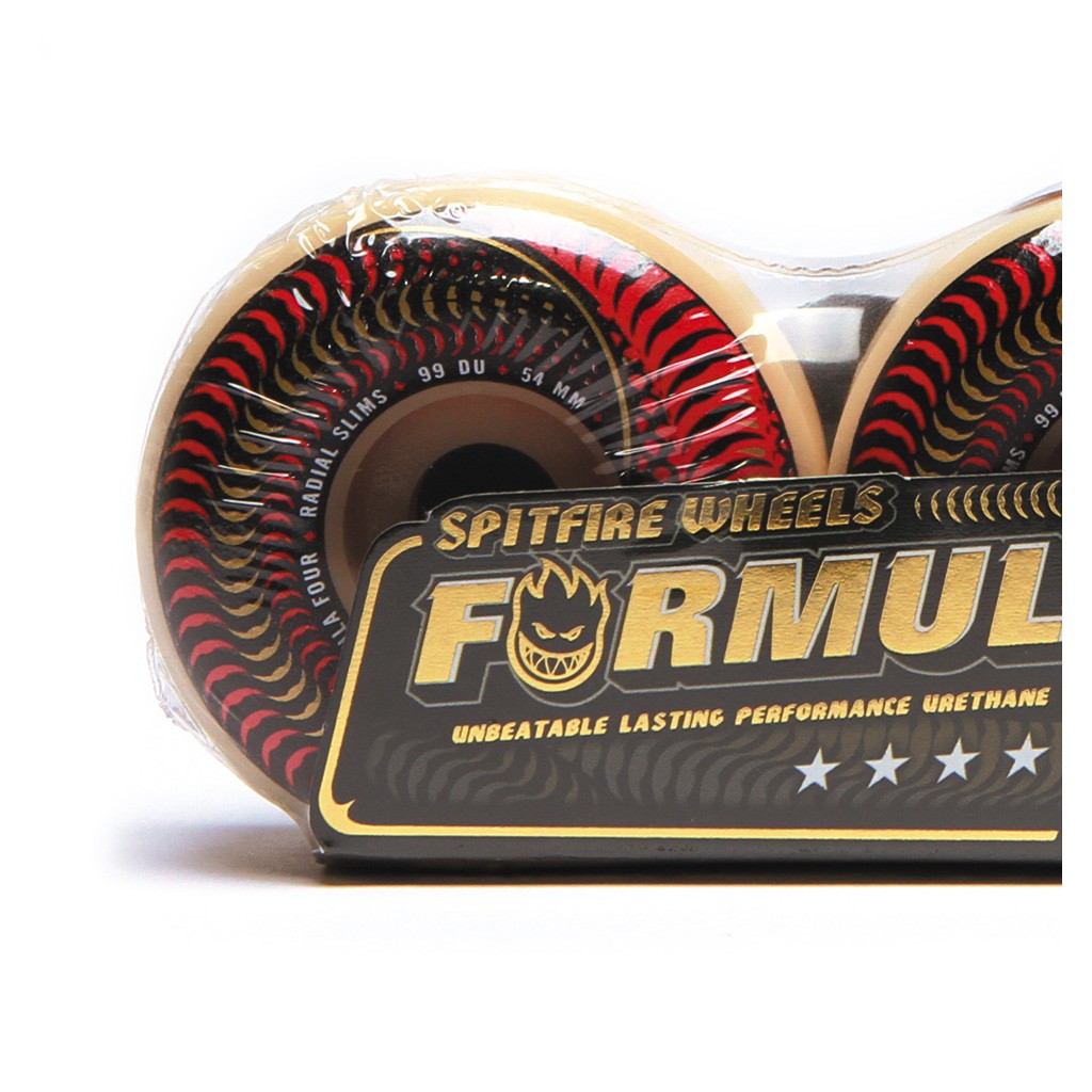 Roda Spitfire Wheels Radial Slim Formula Four 54MM - 99DU - Branco / Preto / Vermelho