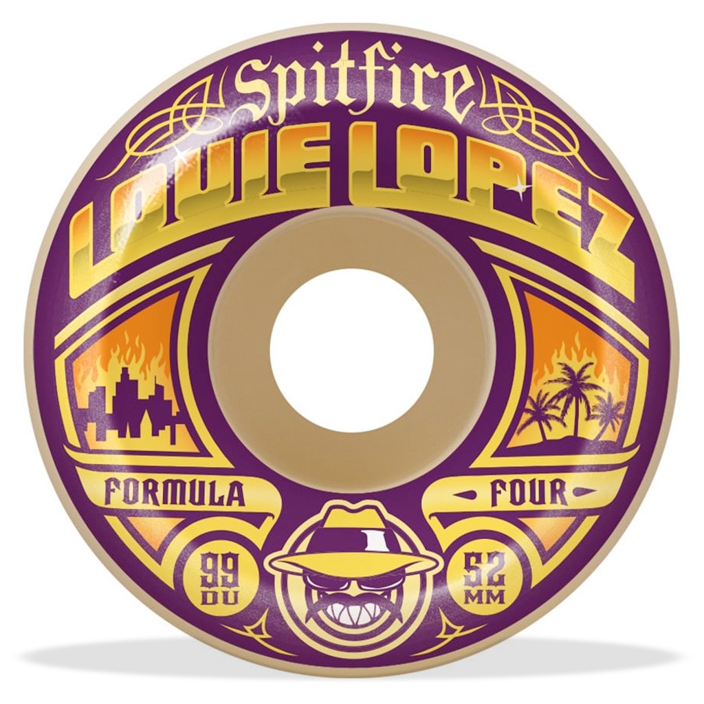 Roda Spitfire Wheels Louie Lopez Formula Four Conical 52MM 99DU - Branco / Roxo / Amarelo