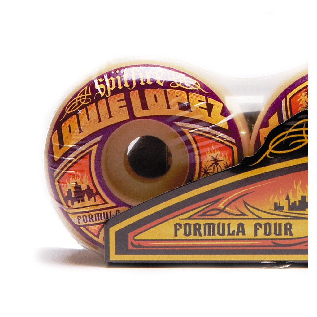 Roda Spitfire Wheels Louie Lopez Formula Four Conical 52MM 99DU - Branco / Roxo / Amarelo
