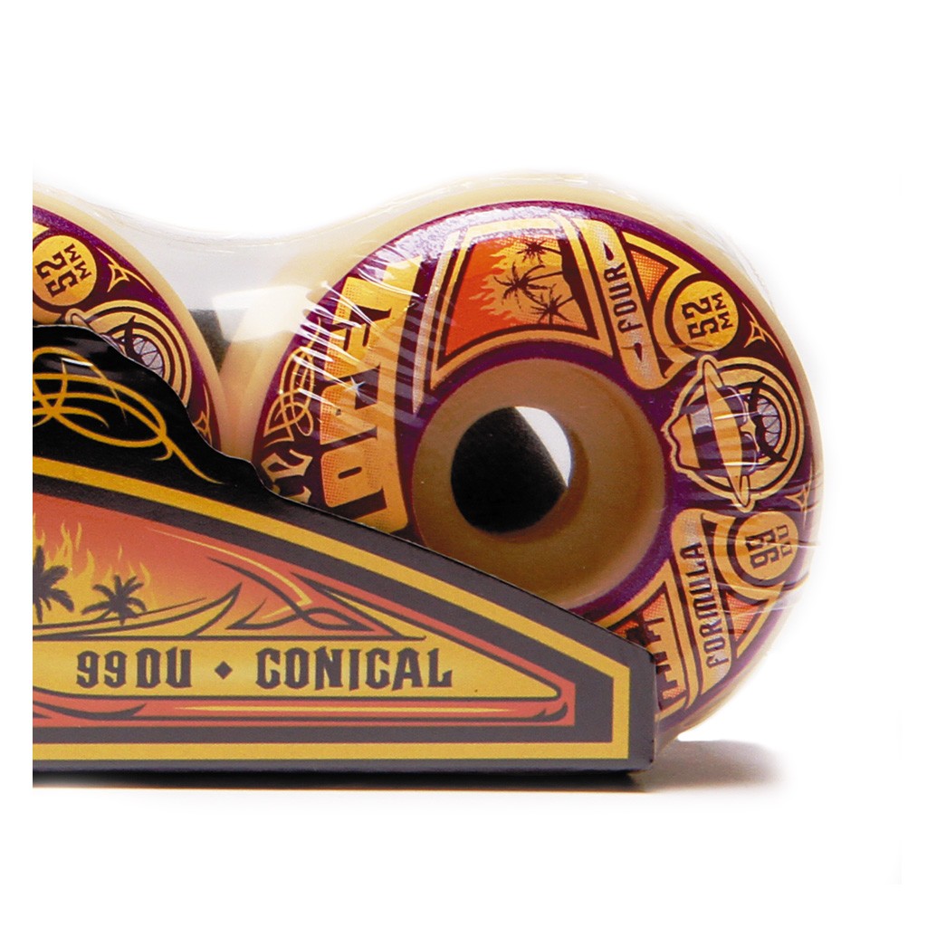 Roda Spitfire Wheels Louie Lopez Formula Four Conical 52MM 99DU - Branco / Roxo / Amarelo