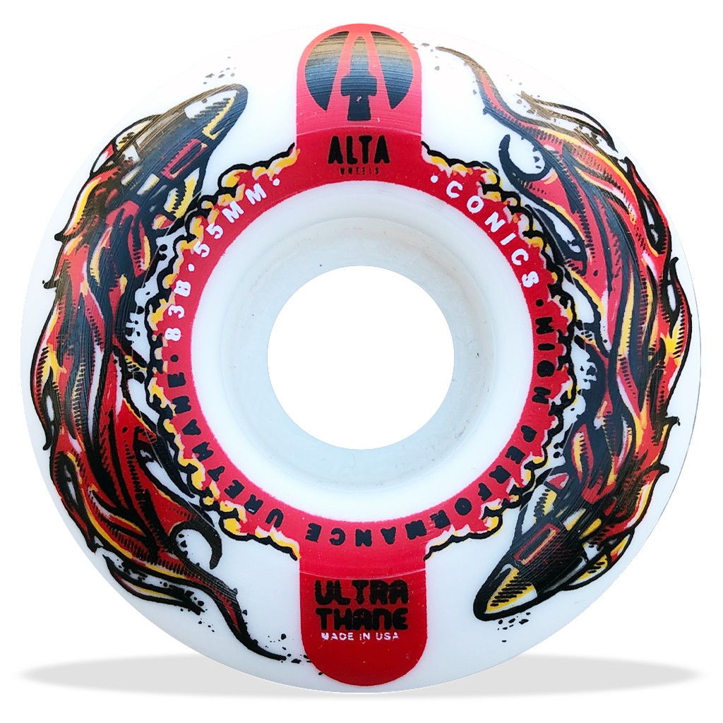 Roda Alta Wheels Hyper Space Conics 55MM - 83B - Branco / Preto / Vermelho