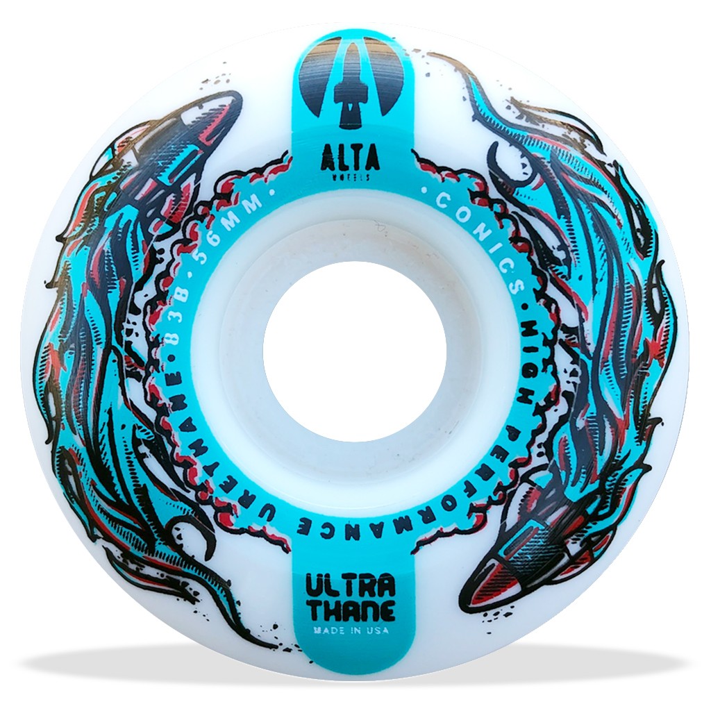 Roda Alta Wheels Hyper Space Conics 56MM - 83B - Branco / Preto / Azul