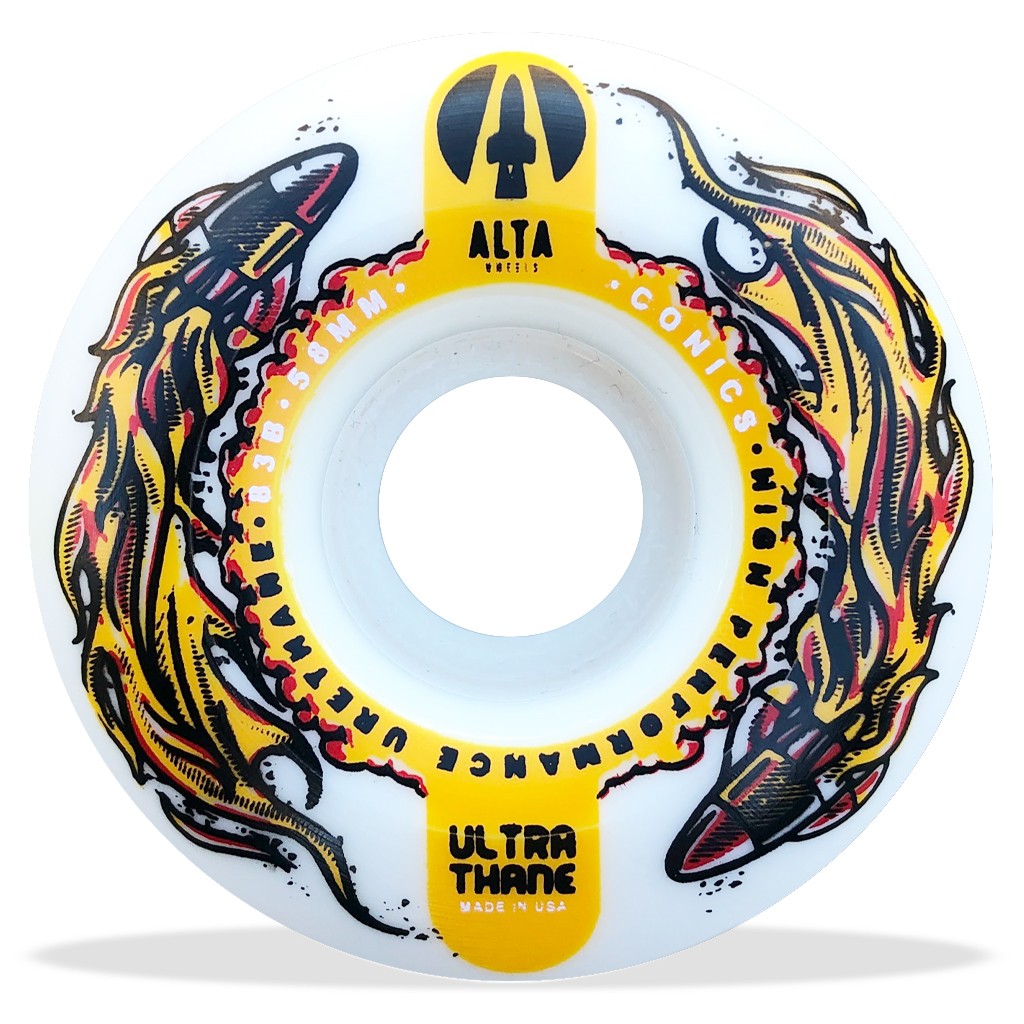 Roda Alta Wheels Hyper Space Conics 58MM - 83B - Branca / Laranja / Preto