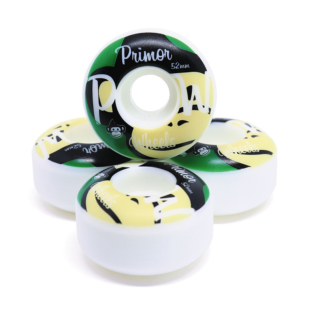 Roda Primor Skateboards Big Monkey 52MM - 60D - Preto / Bege / Verde