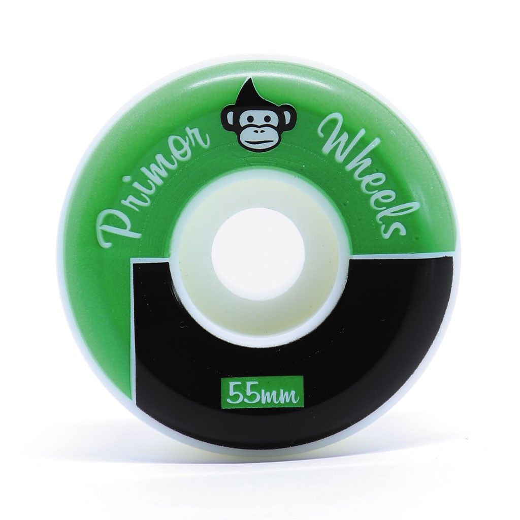 Roda Primor Skateboards Corner Block 55MM - 60D - Preta / Verde_