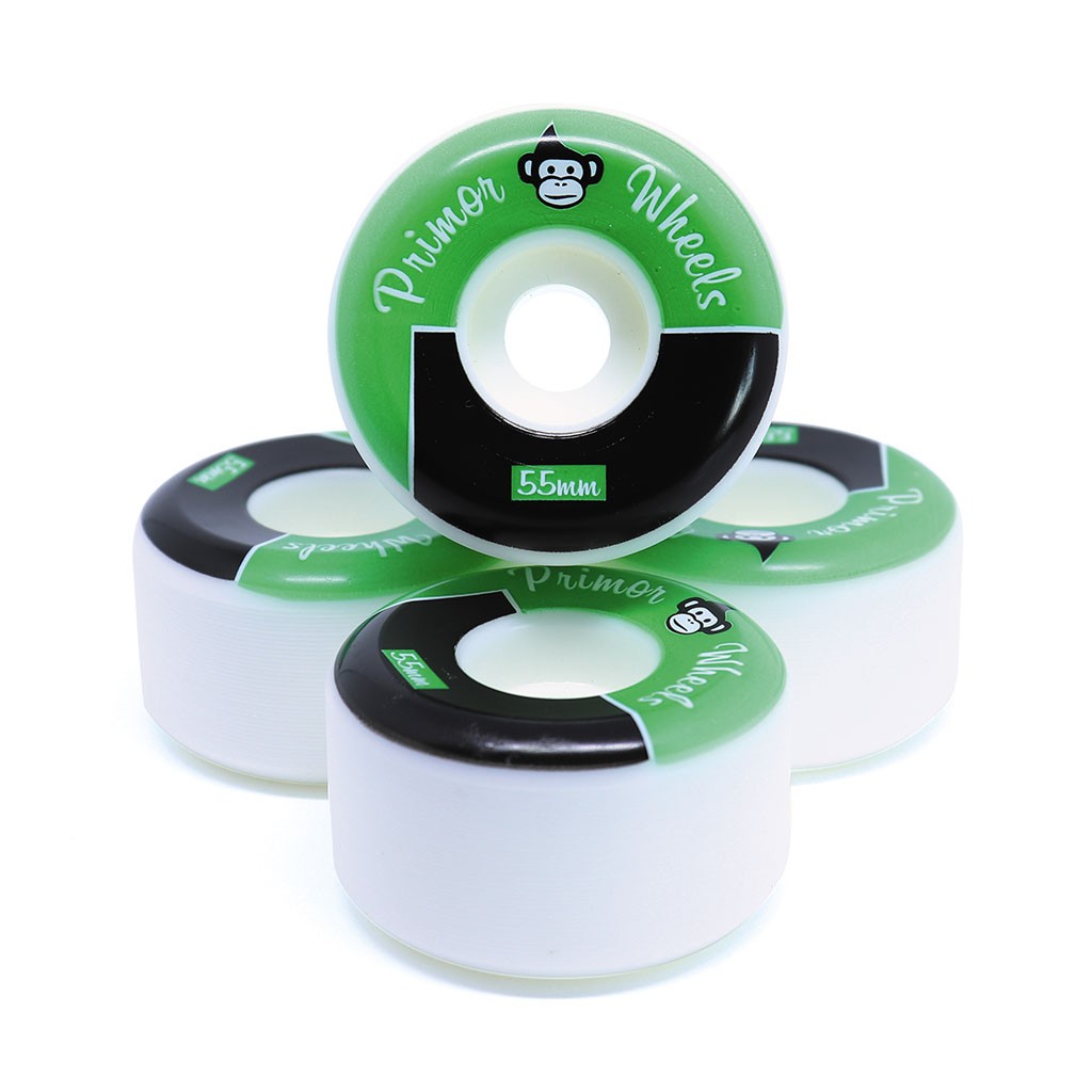 Roda Primor Skateboards Corner Block 55MM - 60D - Preta / Verde_