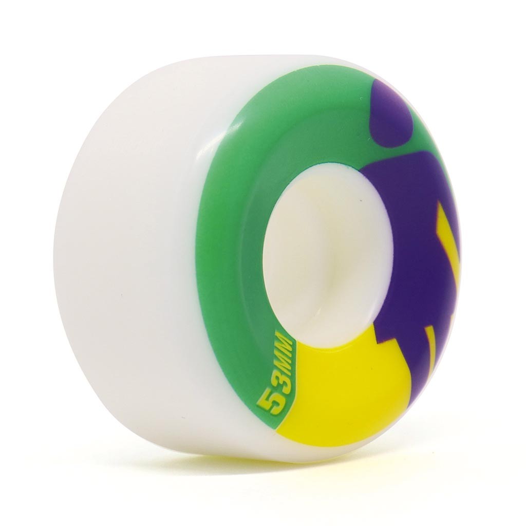 Roda Girl Skateboards OG Splitz 53MM - 99A - Branca / Verde / Amarelo / Roxo