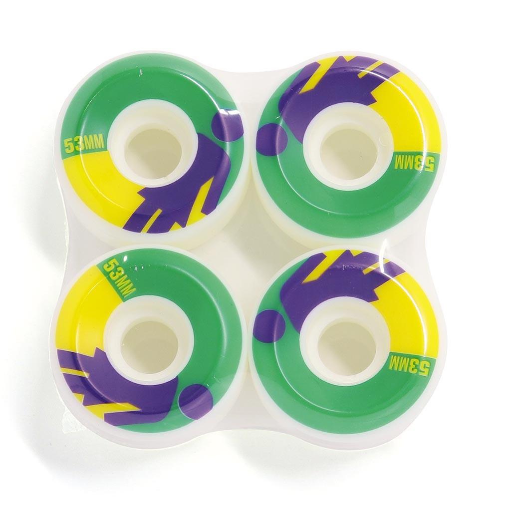 Roda Girl Skateboards OG Splitz 53MM - 99A - Branca / Verde / Amarelo / Roxo