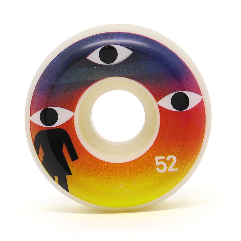 Roda Girl Skateboards Third Eye 52MM - 99A - Branca / Roxo / Laranja