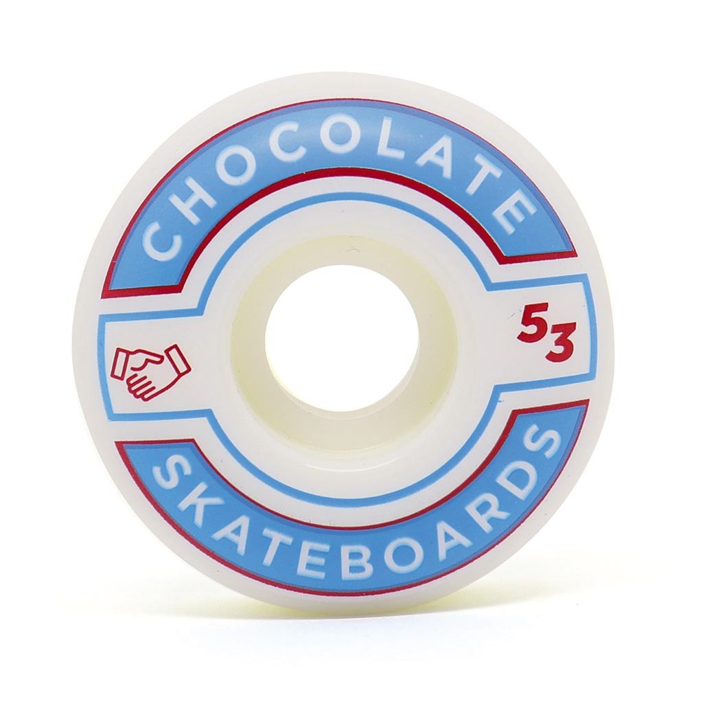 Roda Chocolate Skateboards Union Staple 53MM - 99A - Branco / Azul