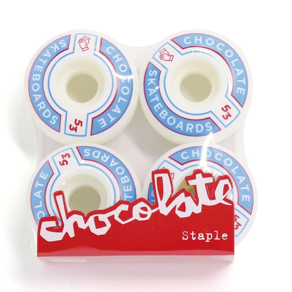 Roda Chocolate Skateboards Union Staple 53MM - 99A - Branco / Azul