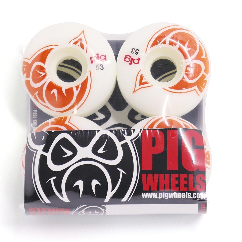 Roda Pig Wheels Head ProLine 53MM - 101A - Branca / Laranja