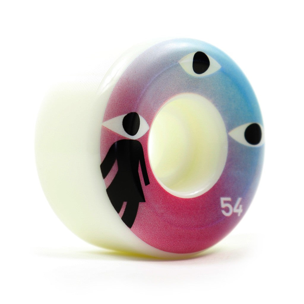 Roda Girl Skateboards Third Eye 54mm - 99A - Branca / Rosa / Azul