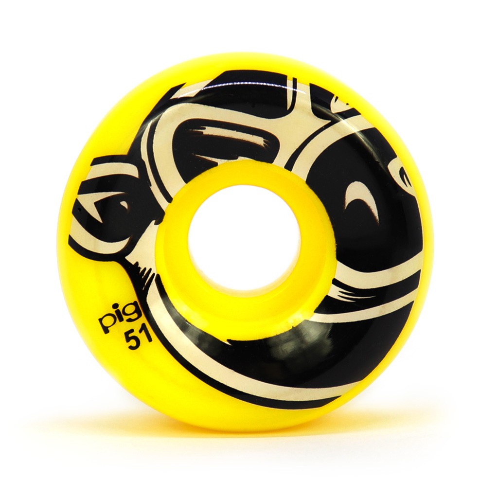 Roda Pig Wheels Head Conical 51mm - 101A - Amarelo