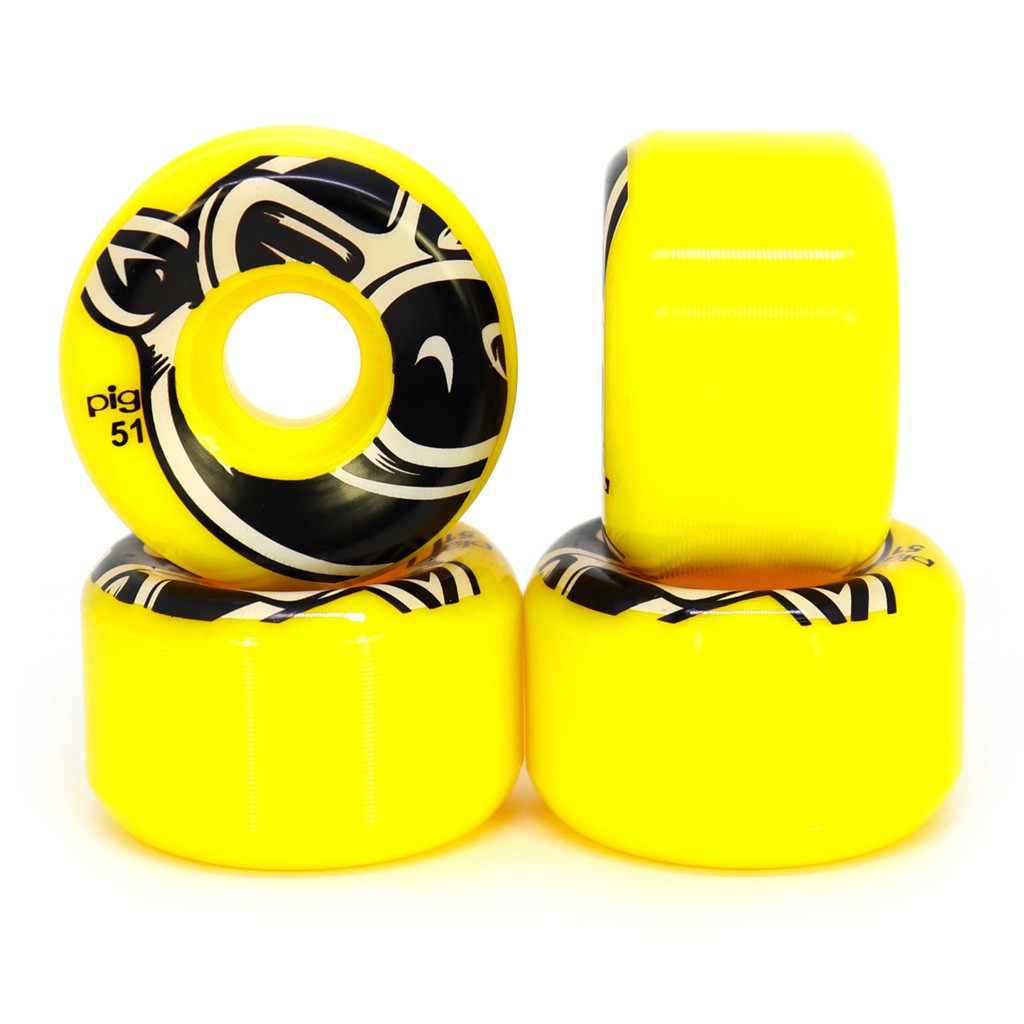 Roda Pig Wheels Head Conical 51mm - 101A - Amarelo