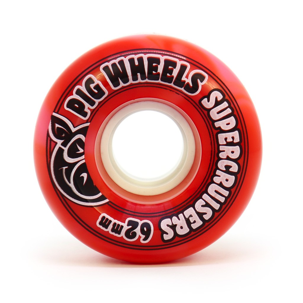 Roda Pig Wheels Supercruisers 62mm - 85A - Vermelho / Rosa
