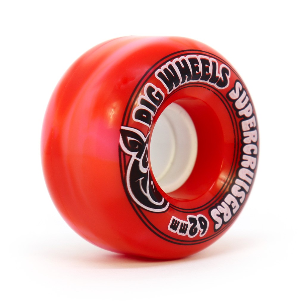 Roda Pig Wheels Supercruisers 62mm - 85A - Vermelho / Rosa