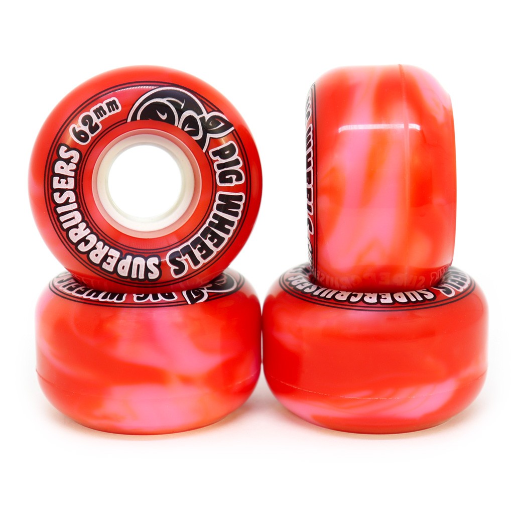 Roda Pig Wheels Supercruisers 62mm - 85A - Vermelho / Rosa