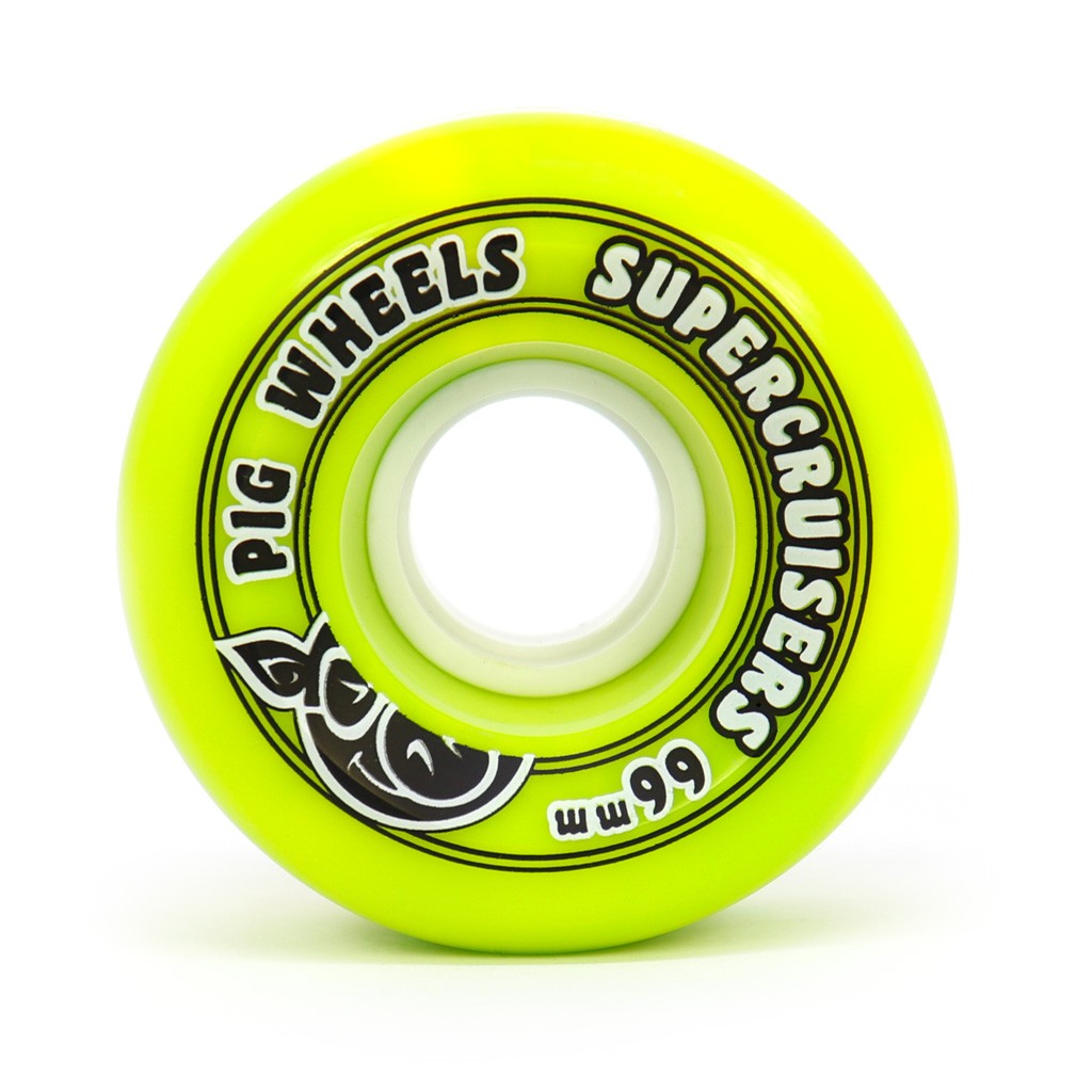 Roda Pig Wheels Supercruisers 66mm - 85a - Verde / Amarelo