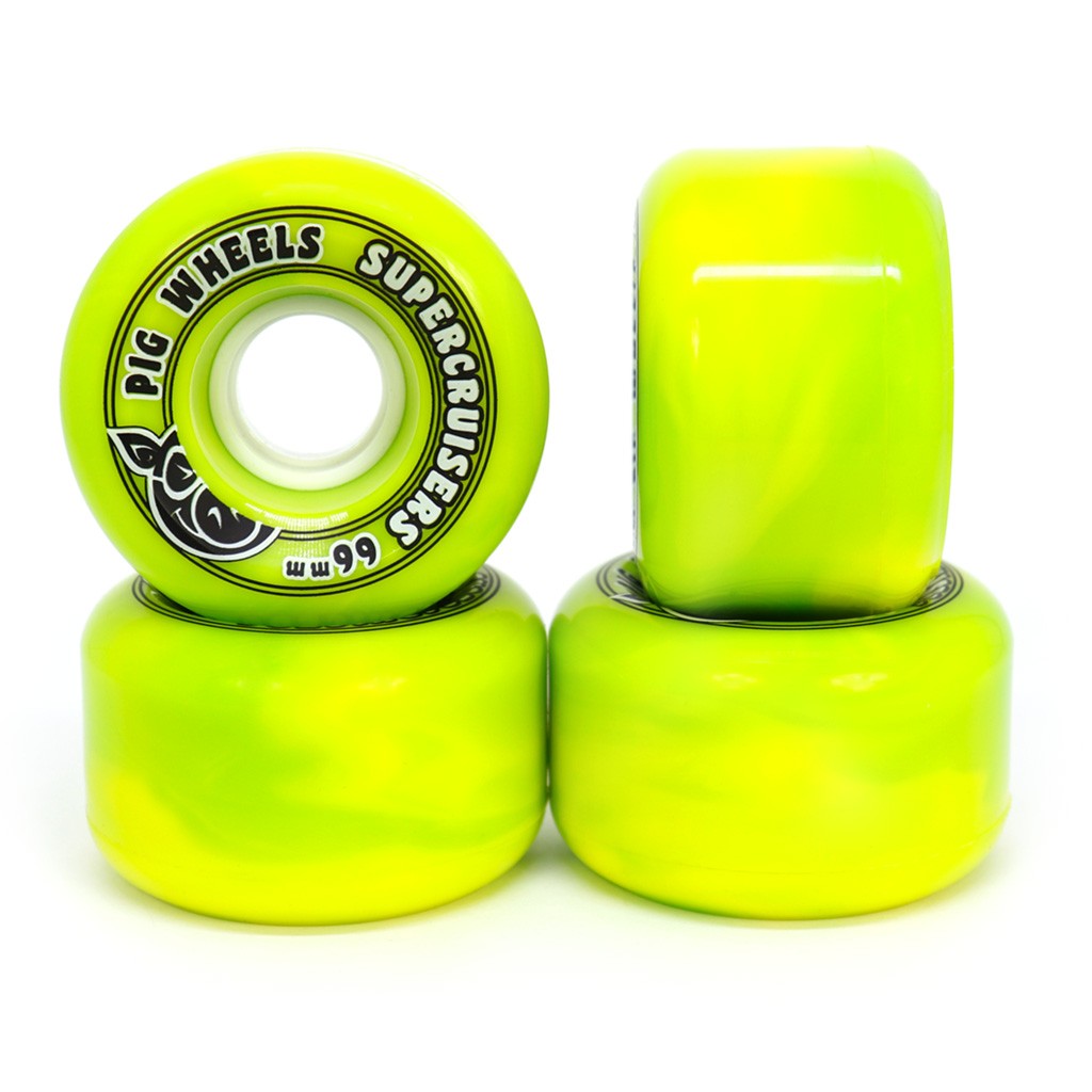 Roda Pig Wheels Supercruisers 66mm - 85a - Verde / Amarelo