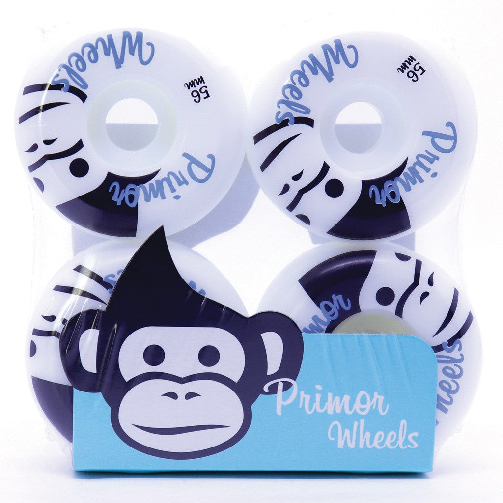 Roda Primor Skateboards Classic Monkey 56MM - 60D - Branco / Preto / Azul
