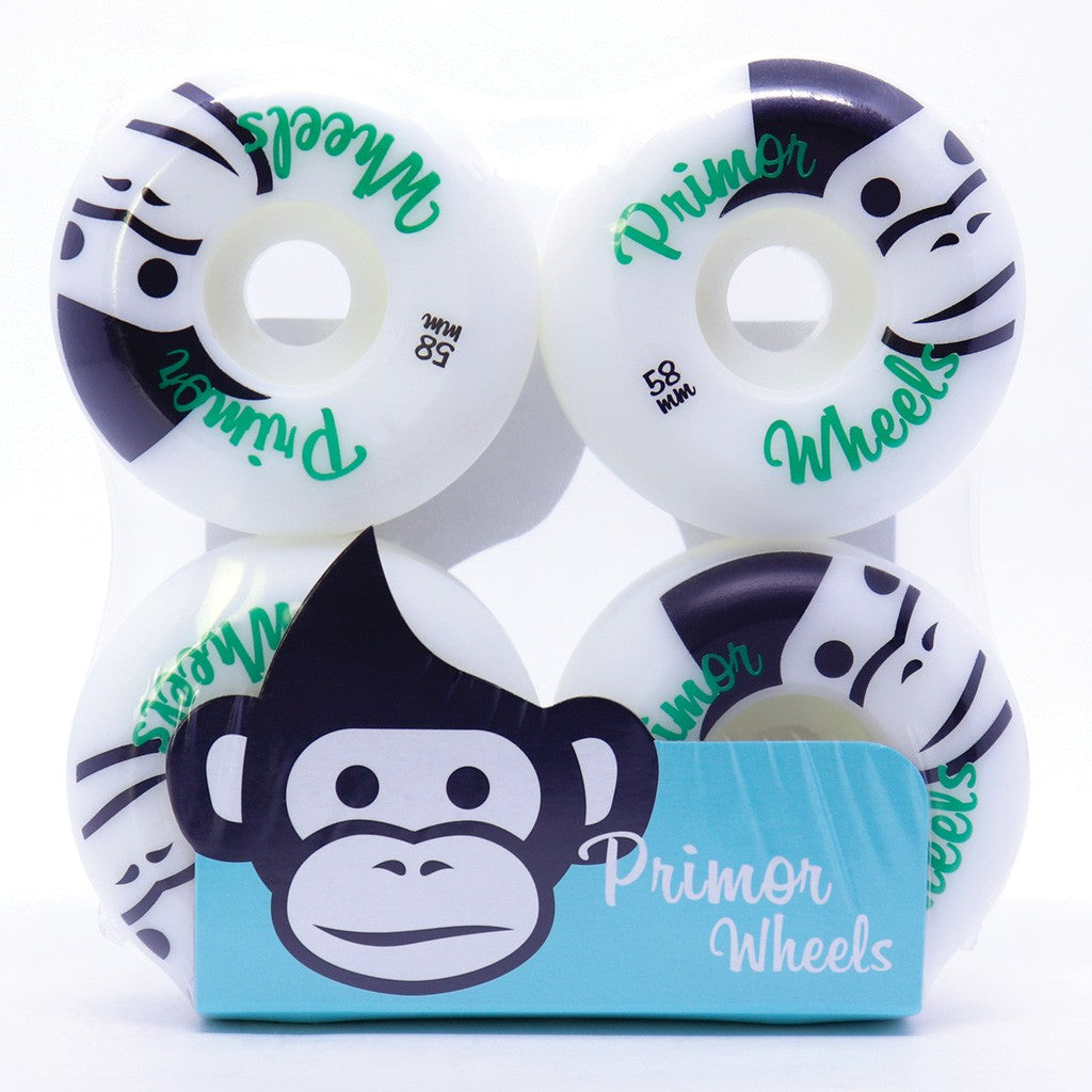 Roda Primor Skateboards Classic Monkey 58MM - 60D - Branco / Preto / Verde