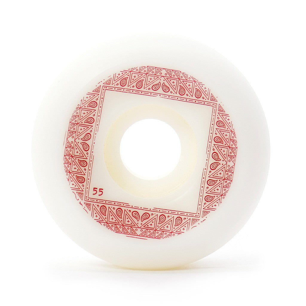 Roda Chocolate Skateboards Bandana Conical 55mm 99A - Branco / Vermelho