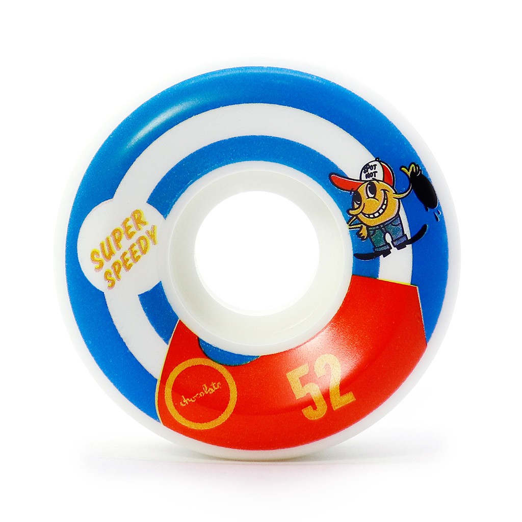 Roda Chocolate Skateboards Hecox Conical 52mm 99A - Branco / Azul / Vermelho