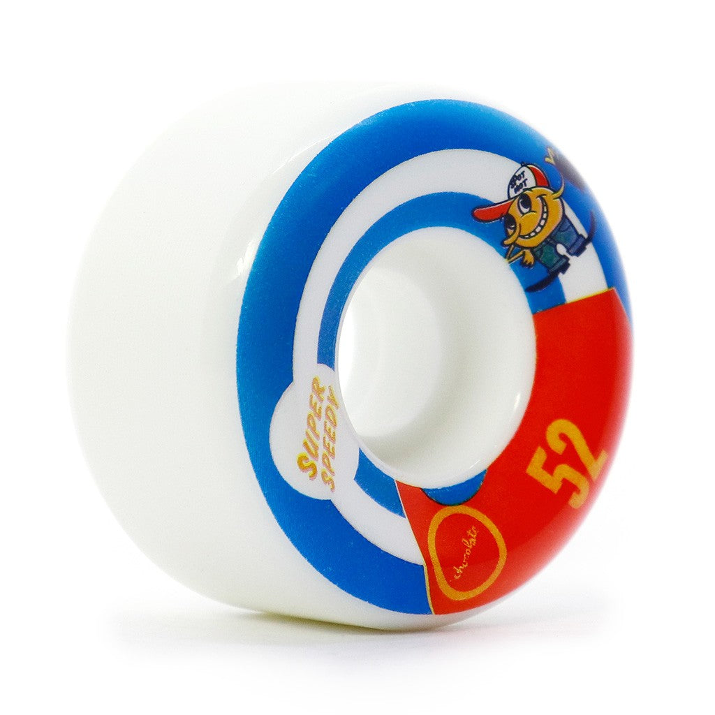 Roda Chocolate Skateboards Hecox Conical 52mm 99A - Branco / Azul / Vermelho