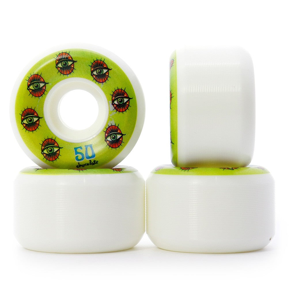 Roda Chocolate Skateboards Hecox Essential 50mm 99A - Branco / Verde