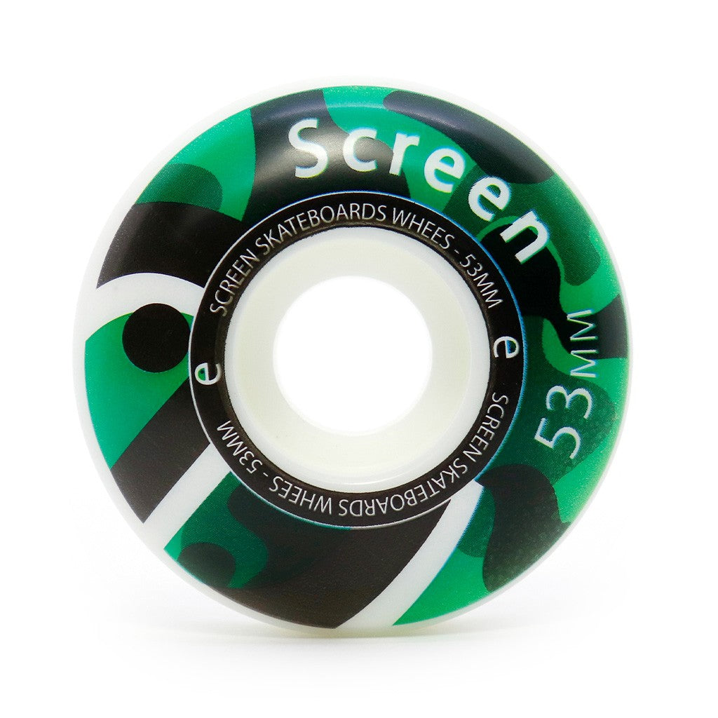 Roda Screen Skateboards Camo 53mm - 99A - Branco / Verde