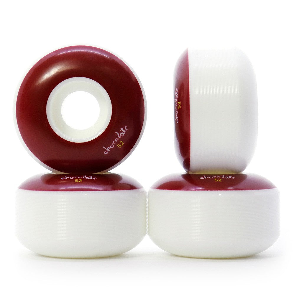 Roda Chocolate Skateboards OG Chunk Staple 52mm 99A - Branco / Bordô