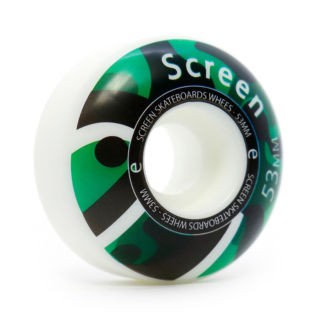 Roda Screen Skateboards Camo 53mm - 99A - Branco / Verde