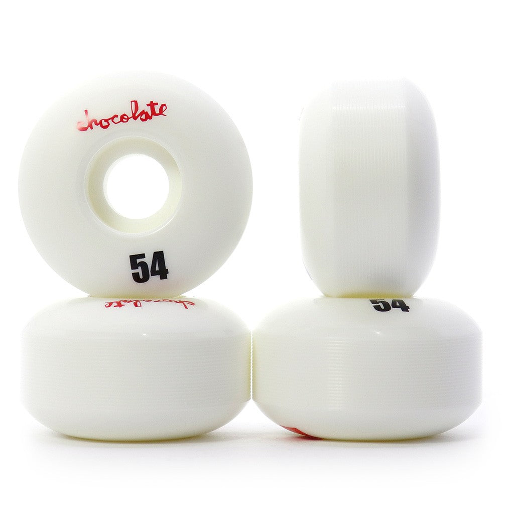 Roda Chocolate Skateboards Original Chunk Staple 54mm 99A - Branco / Vermelho / Preto