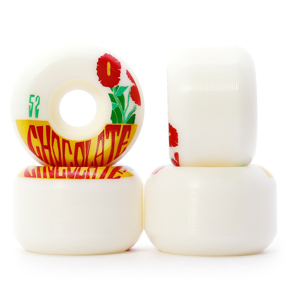 Roda Chocolate Skateboards Plantasia Conical 52mm 99A - Branco / Laranja / Vermelho