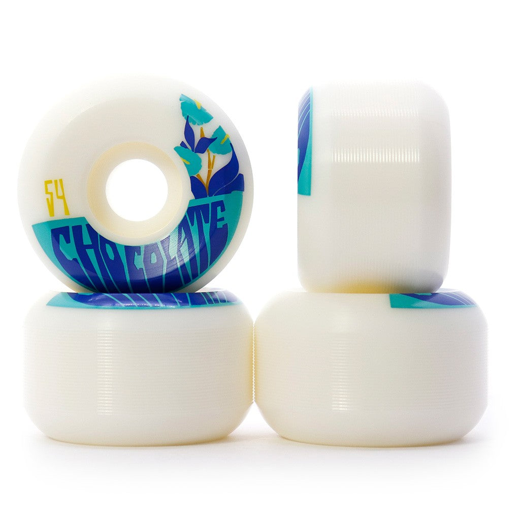 Roda Chocolate Skateboards Plantasia Conical 54mm 99A - Branco / Verde / Azul