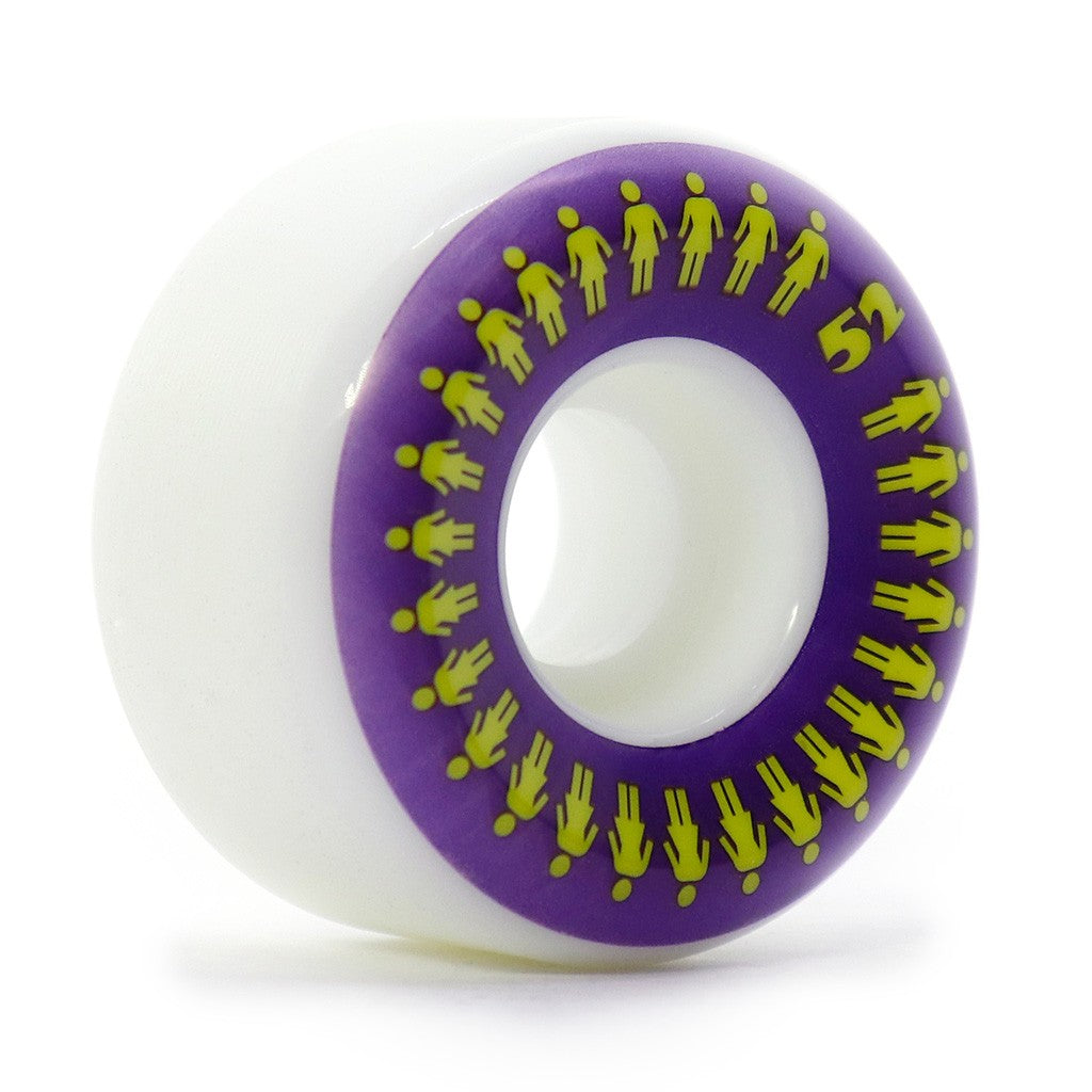 Roda Girl Skateboards Repeater 52mm 99A - Branco / Roxo / Amarelo