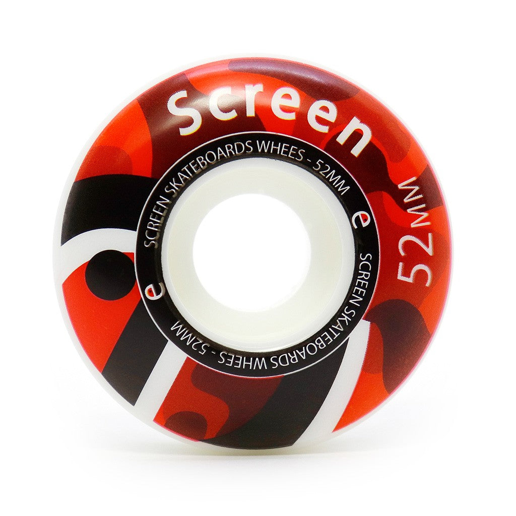 Roda Screen Skateboards Camo 52mm - 99A - Branco / Vermelho