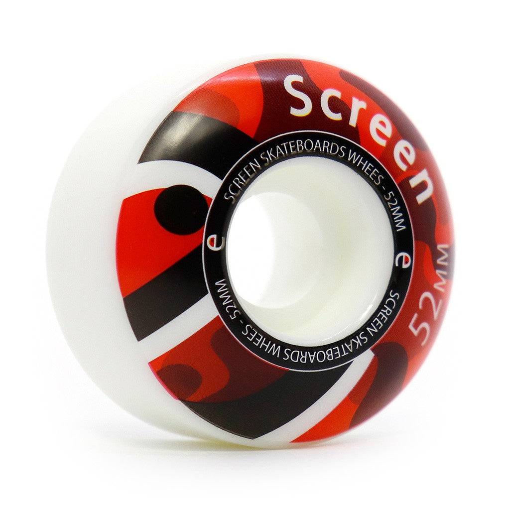 Roda Screen Skateboards Camo 52mm - 99A - Branco / Vermelho