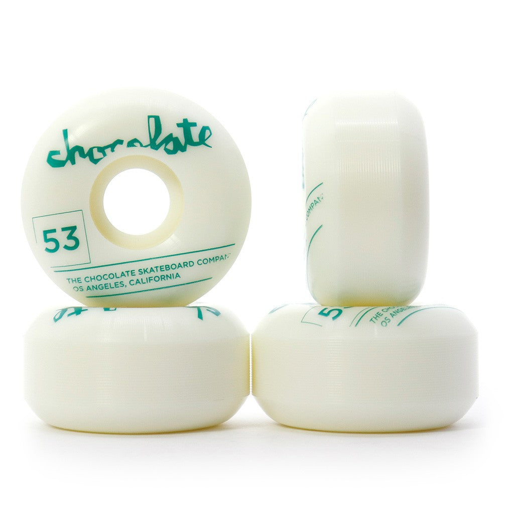 Roda Chocolate Skateboards Team Stout 53mm 99A - Branco / Verde