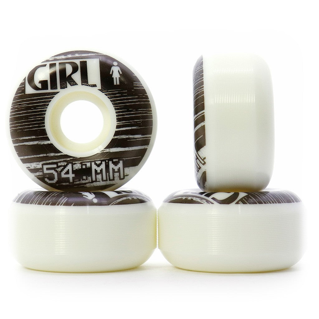 Roda Girl Skateboards Static Staple 54mm 99A - Branca / Preto