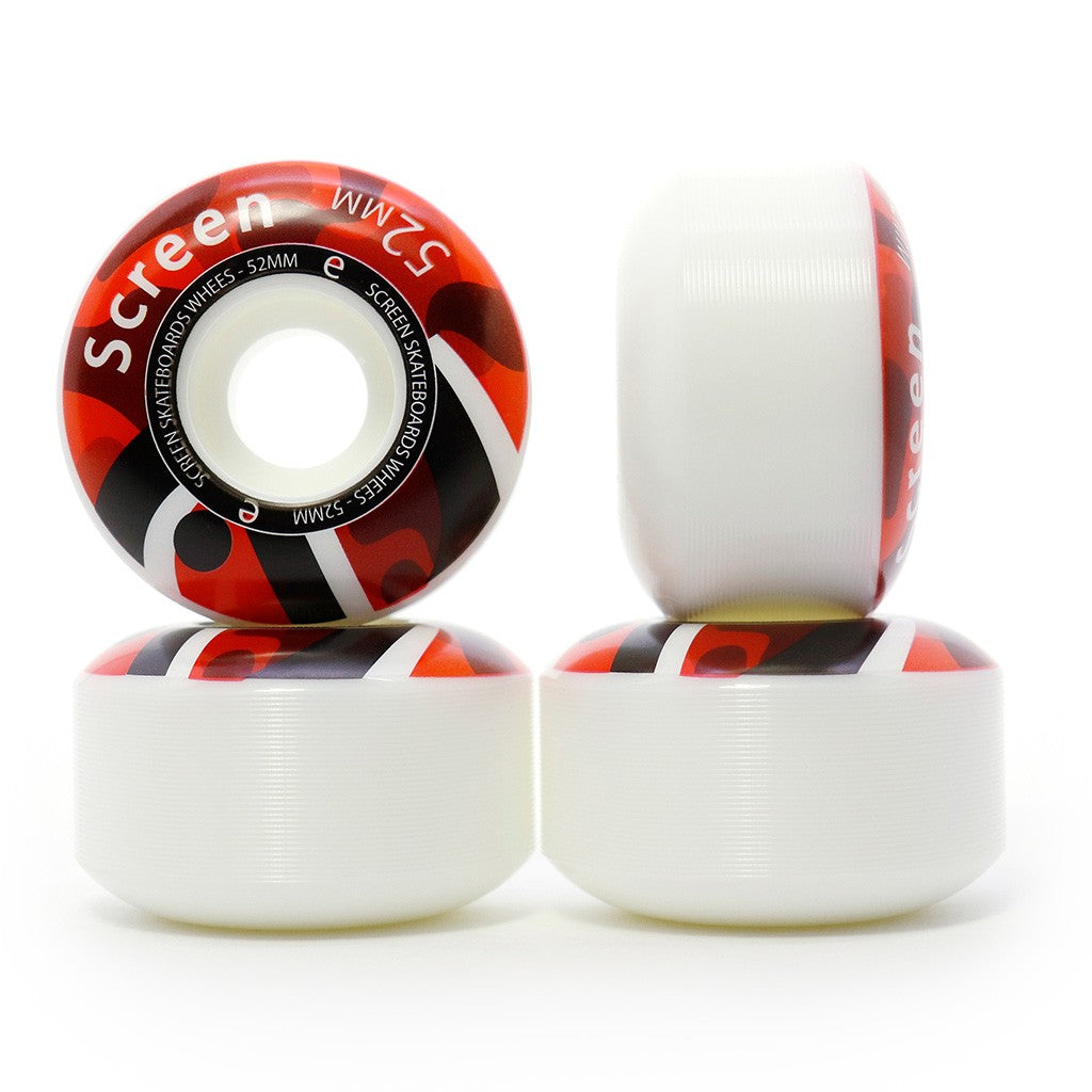Roda Screen Skateboards Camo 52mm - 99A - Branco / Vermelho
