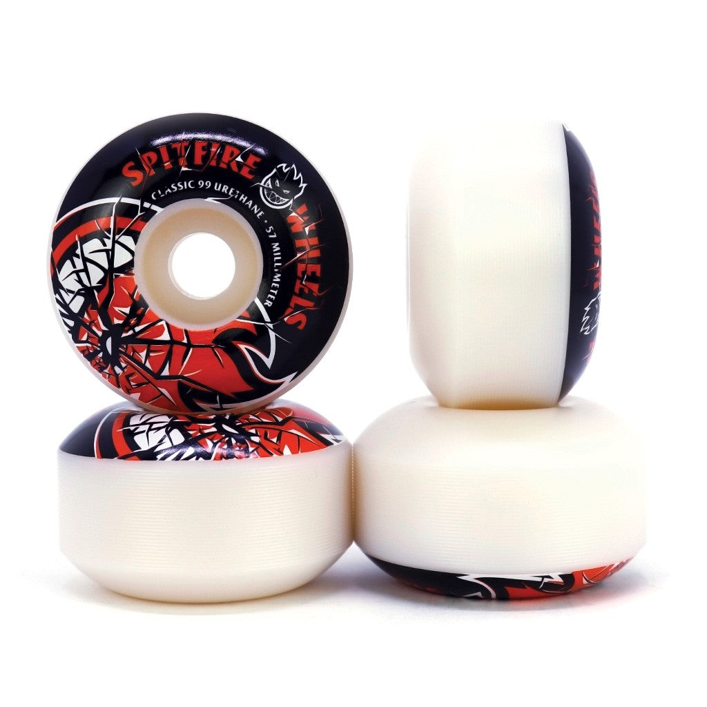 Roda Spitfire Wheels Live to Burn 57mm - 99DU - Branco / Preto / Vermelho