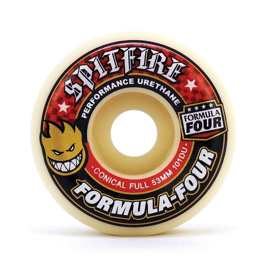 Roda Spitfire Wheels Conical Full Formula Four 53mm - 101DU - Bege Claro / Preto / Vermelho