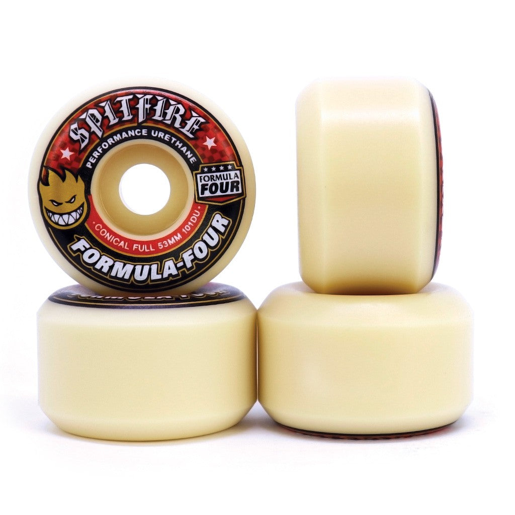 Roda Spitfire Wheels Conical Full Formula Four 53mm - 101DU - Bege Claro / Preto / Vermelho