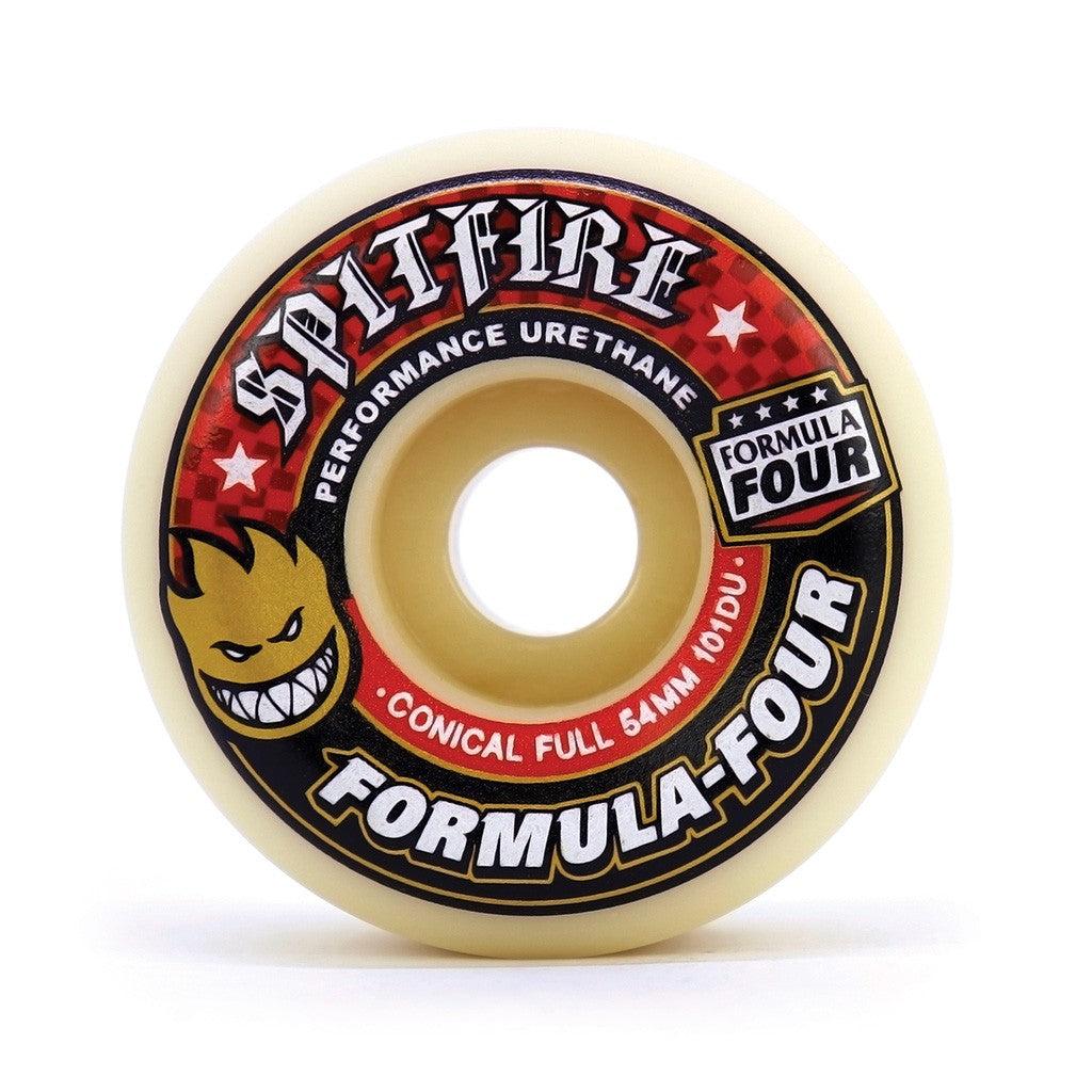 Roda Spitfire Wheels Conical Full Formula Four 54mm - 101DU - Bege Claro / Preto / Vermelho