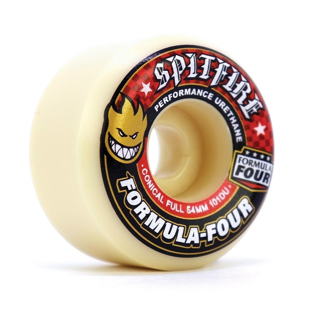 Roda Spitfire Wheels Conical Full Formula Four 54mm - 101DU - Bege Claro / Preto / Vermelho