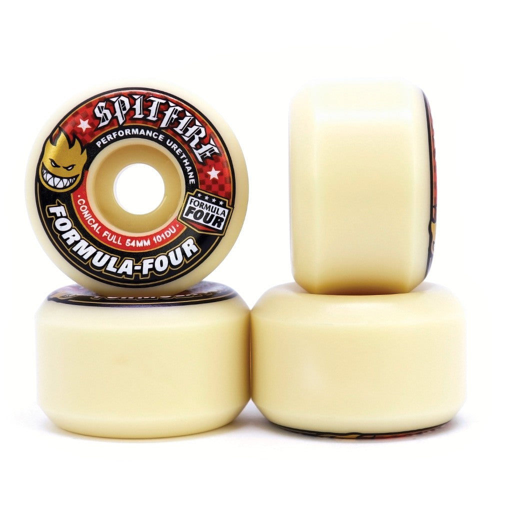 Roda Spitfire Wheels Conical Full Formula Four 54mm - 101DU - Bege Claro / Preto / Vermelho