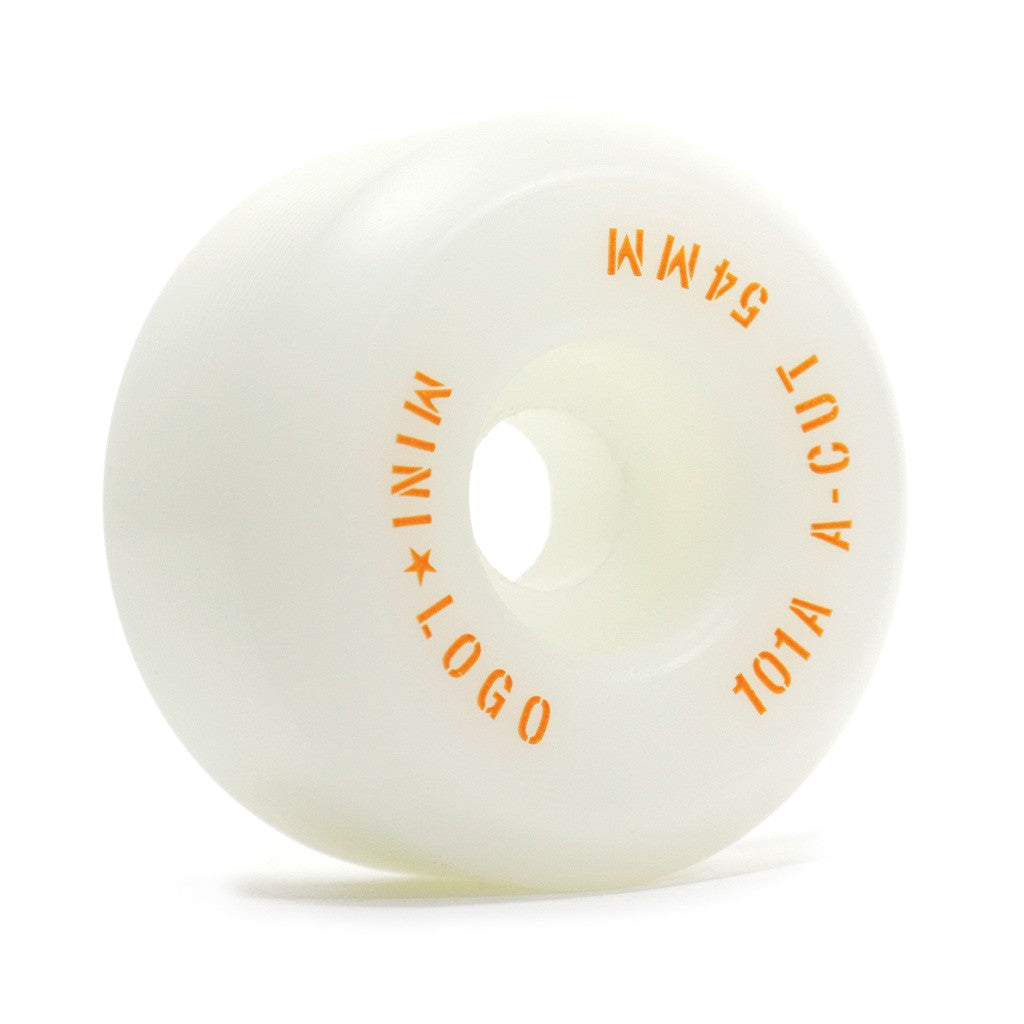 Roda Mini-Logo A-cut 54mm - 101A - Branco / Laranja